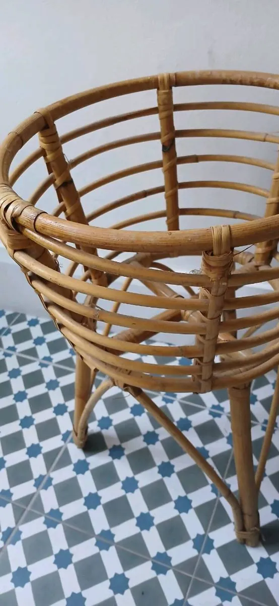 Vintage Rattan Plant Stand - Image 3