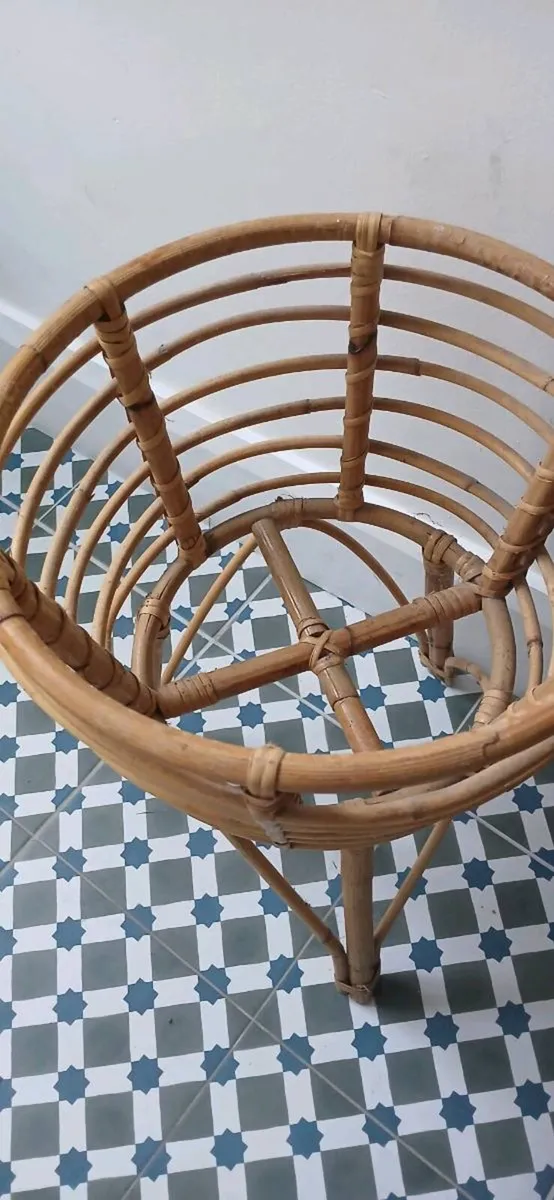 Vintage Rattan Plant Stand - Image 4