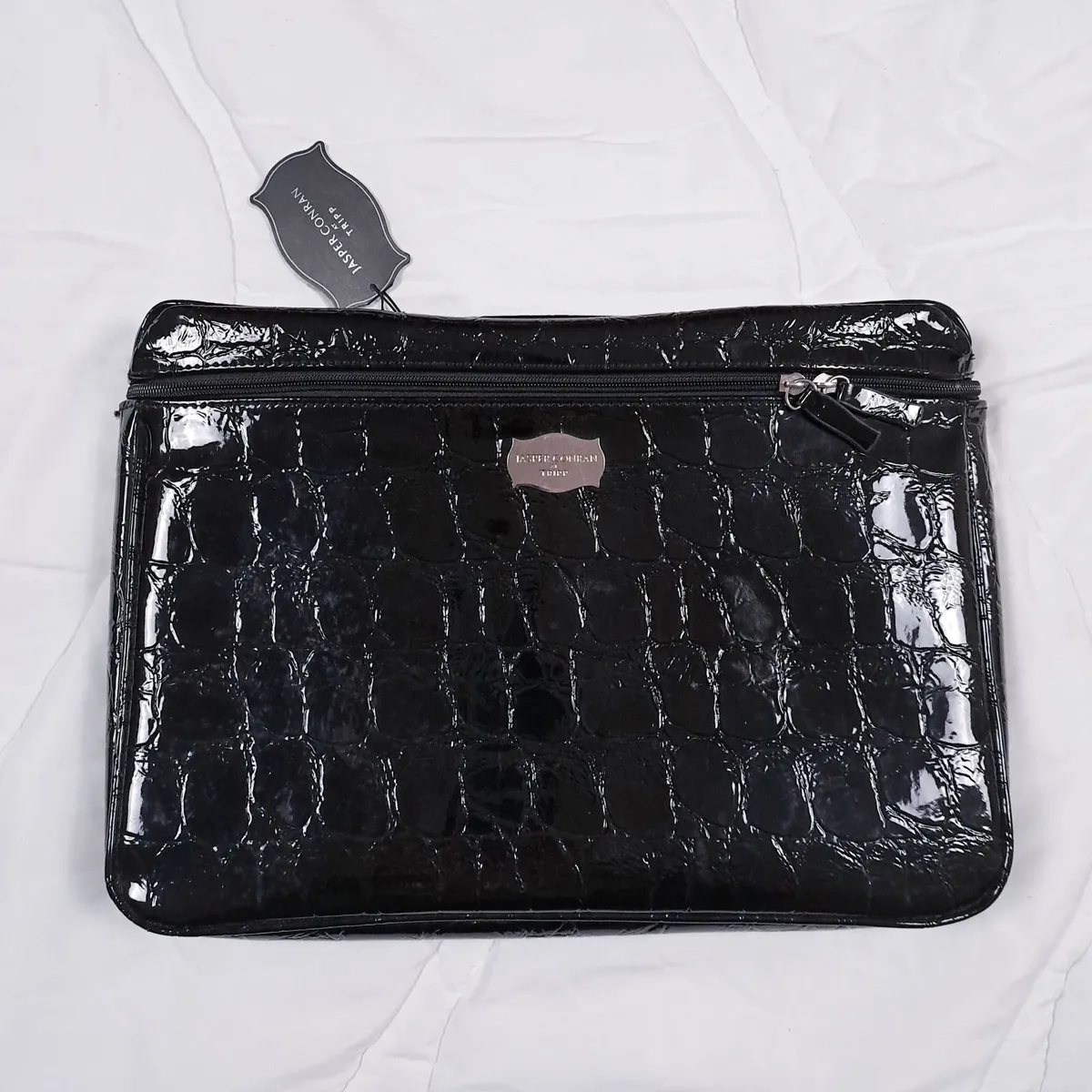Jasper Conran Black Croc Padded Laptop Bag - Image 1