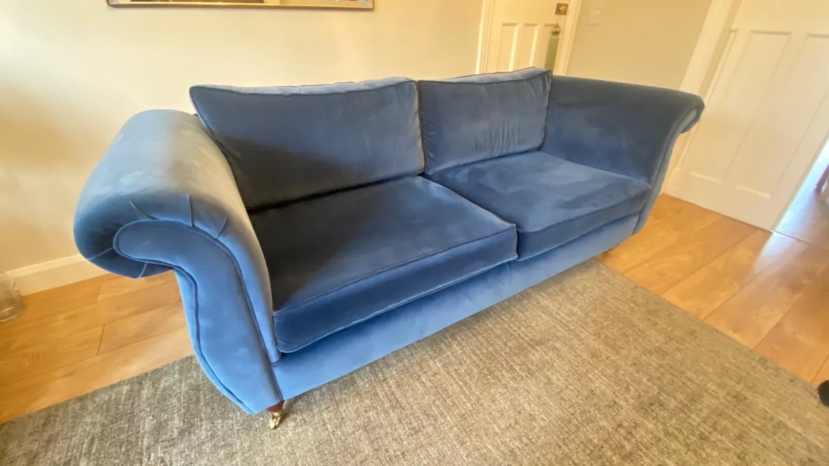 2 Large Velvet Couches - Image 2
