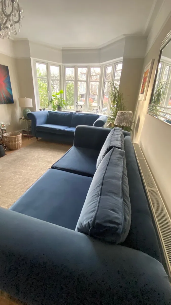 2 Large Velvet Couches - Image 4