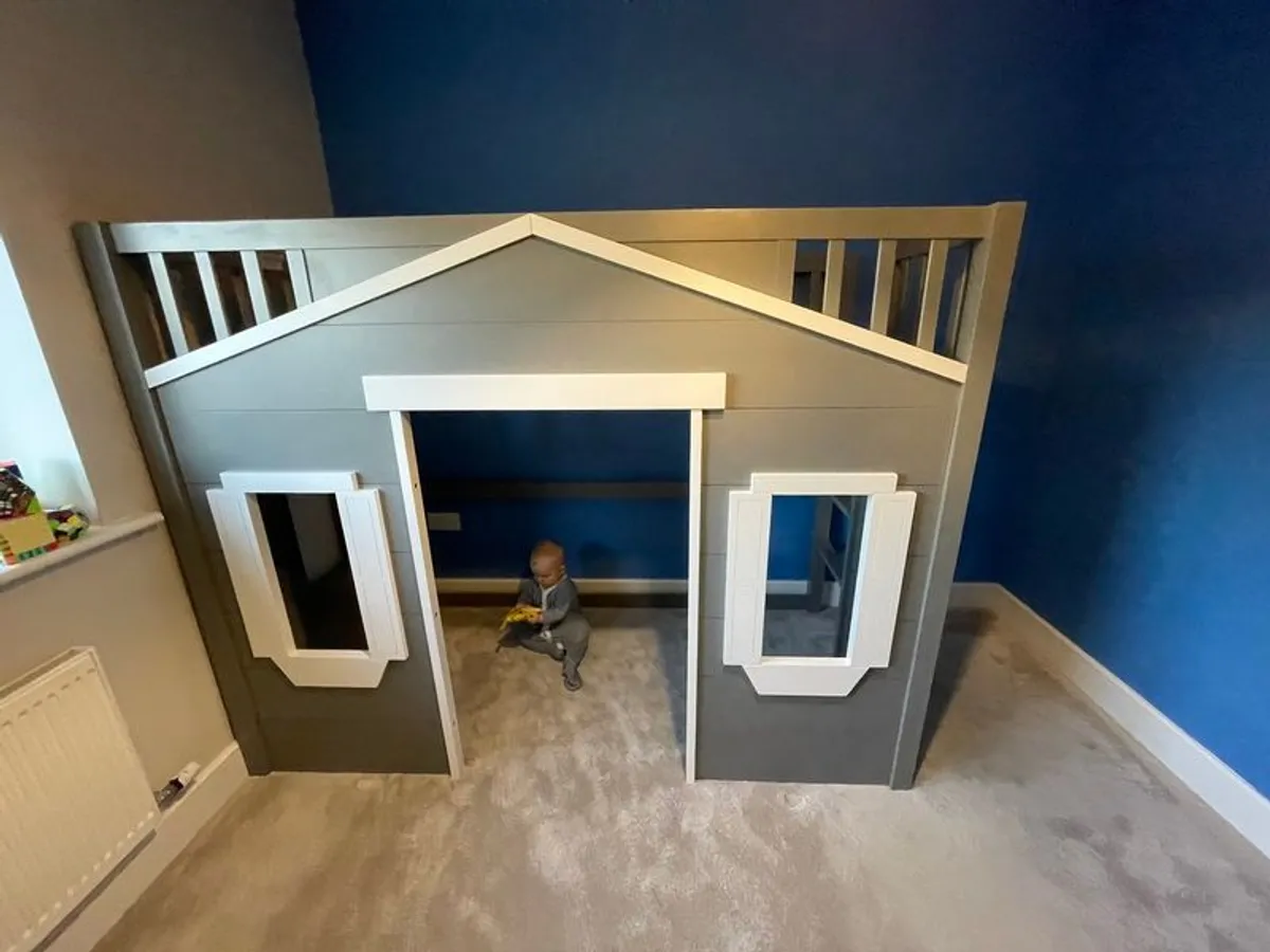 Childrens House Loft Bed with Playhouse Underneath - Image 3