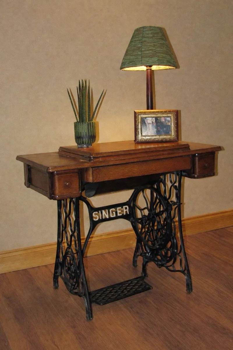 Vintage Singer Treadle Table – Cast Iron Base - Image 1