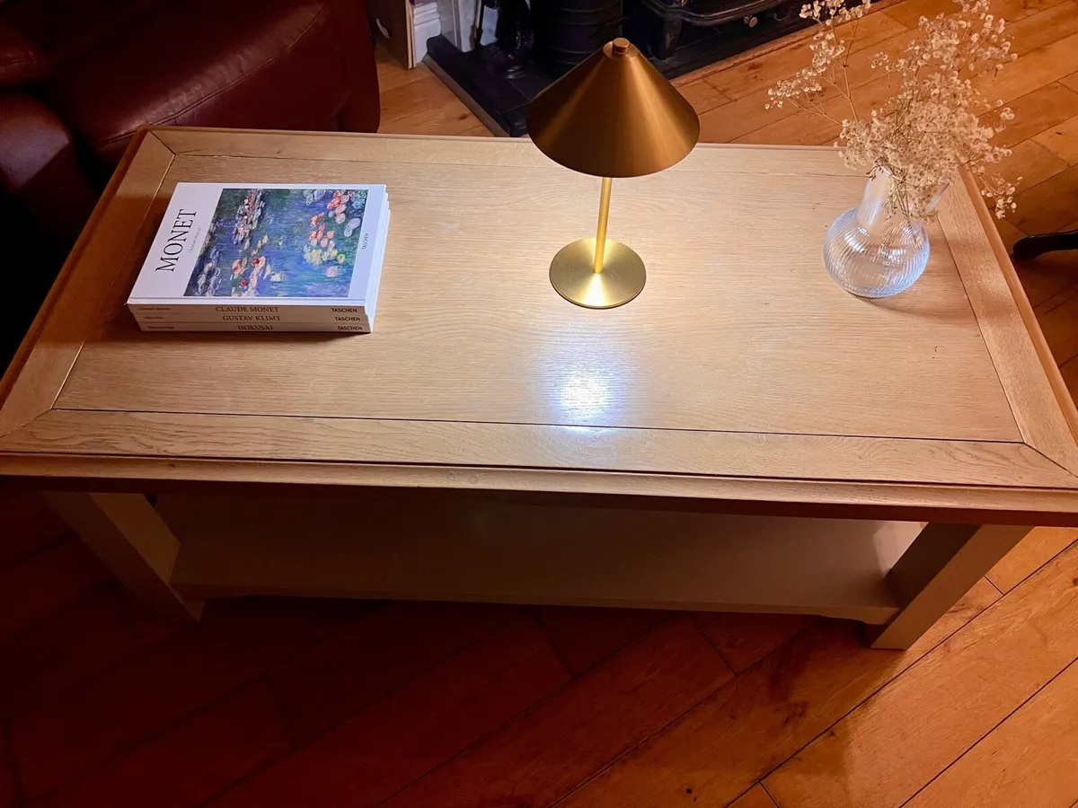 Solid Wood Coffee Table with Shelf - Image 3