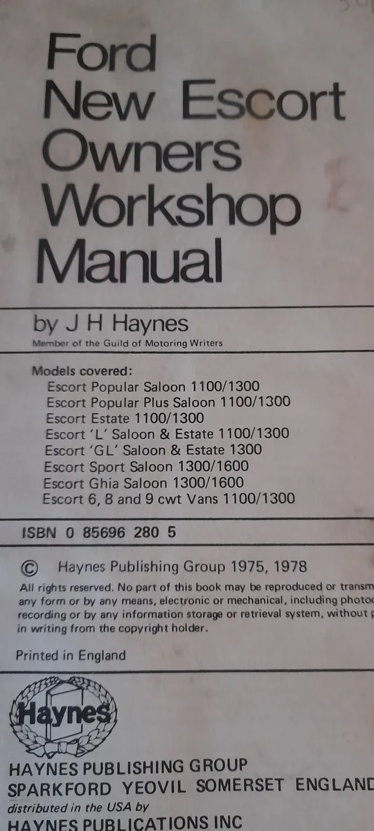 Ford Escort/Cortina vintage Haynes Manuals - Image 2