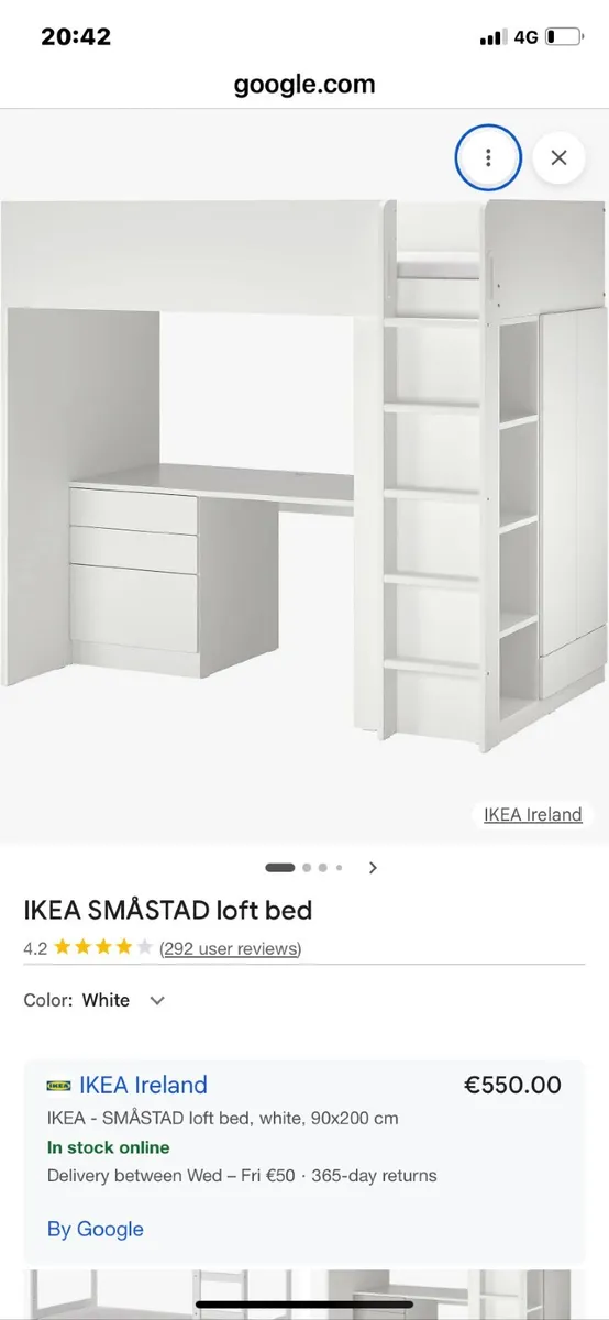 IKEA kids loft bed and mattress - Image 1