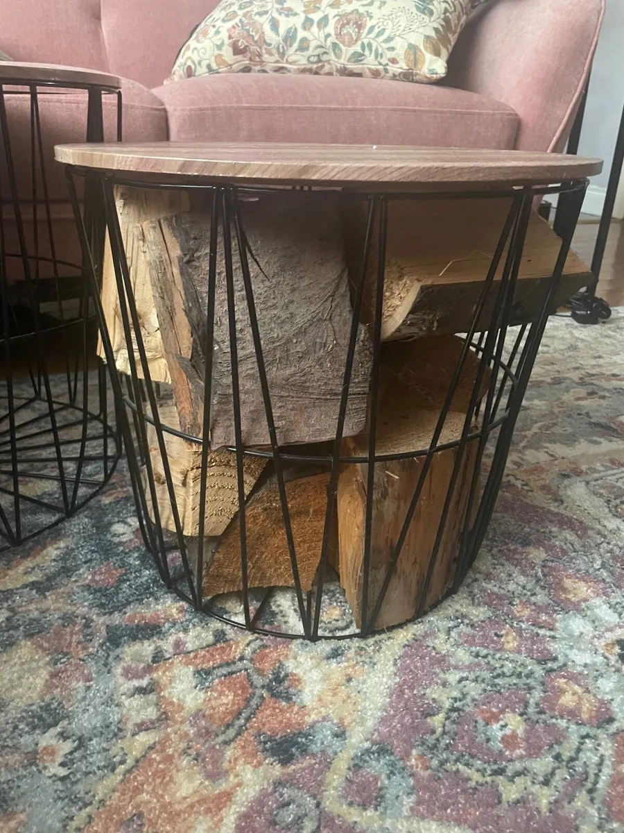 Round side table wire metal storage basket (2) - Image 2