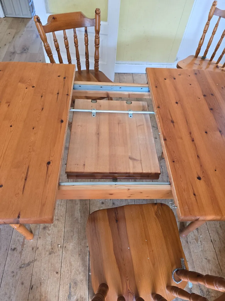 Solid Pine Extendable Kitchen Table + 5 Chairs - Image 1