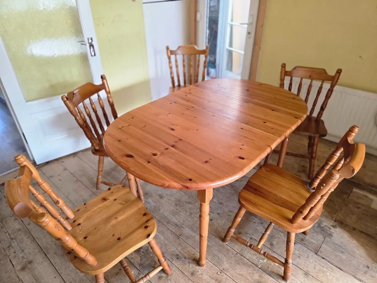 Solid Pine Extendable Kitchen Table + 5 Chairs - Image 4