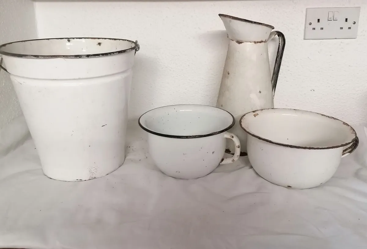 Enamel Antique jug , Bucket & Pots