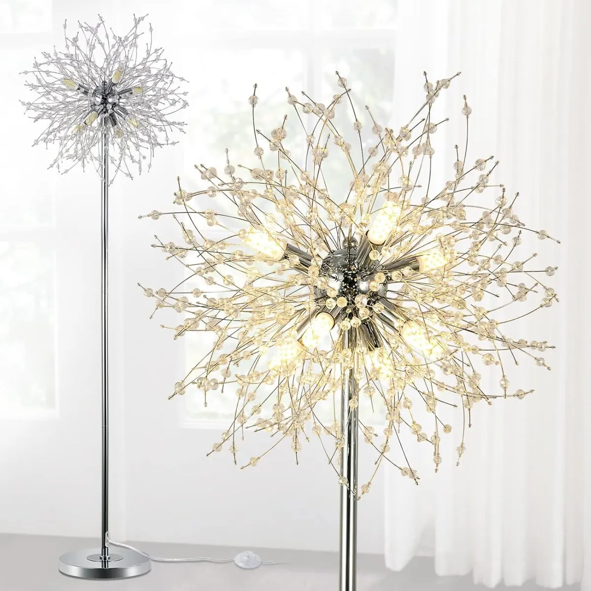 Modern Crystal Fireworks Floor Lamps Chrome - Image 1
