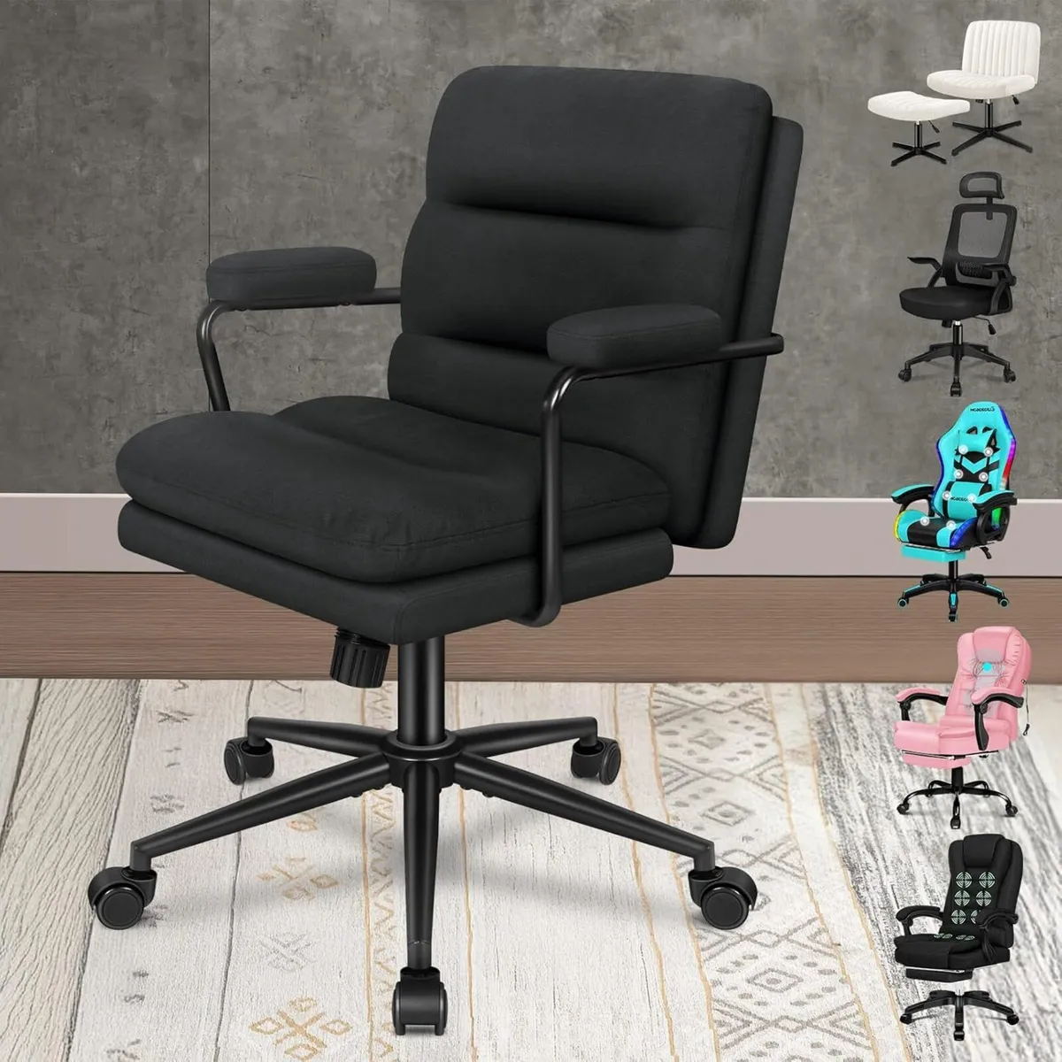 Mid Back Office Chair with Armrests Dual-layer - Image 1
