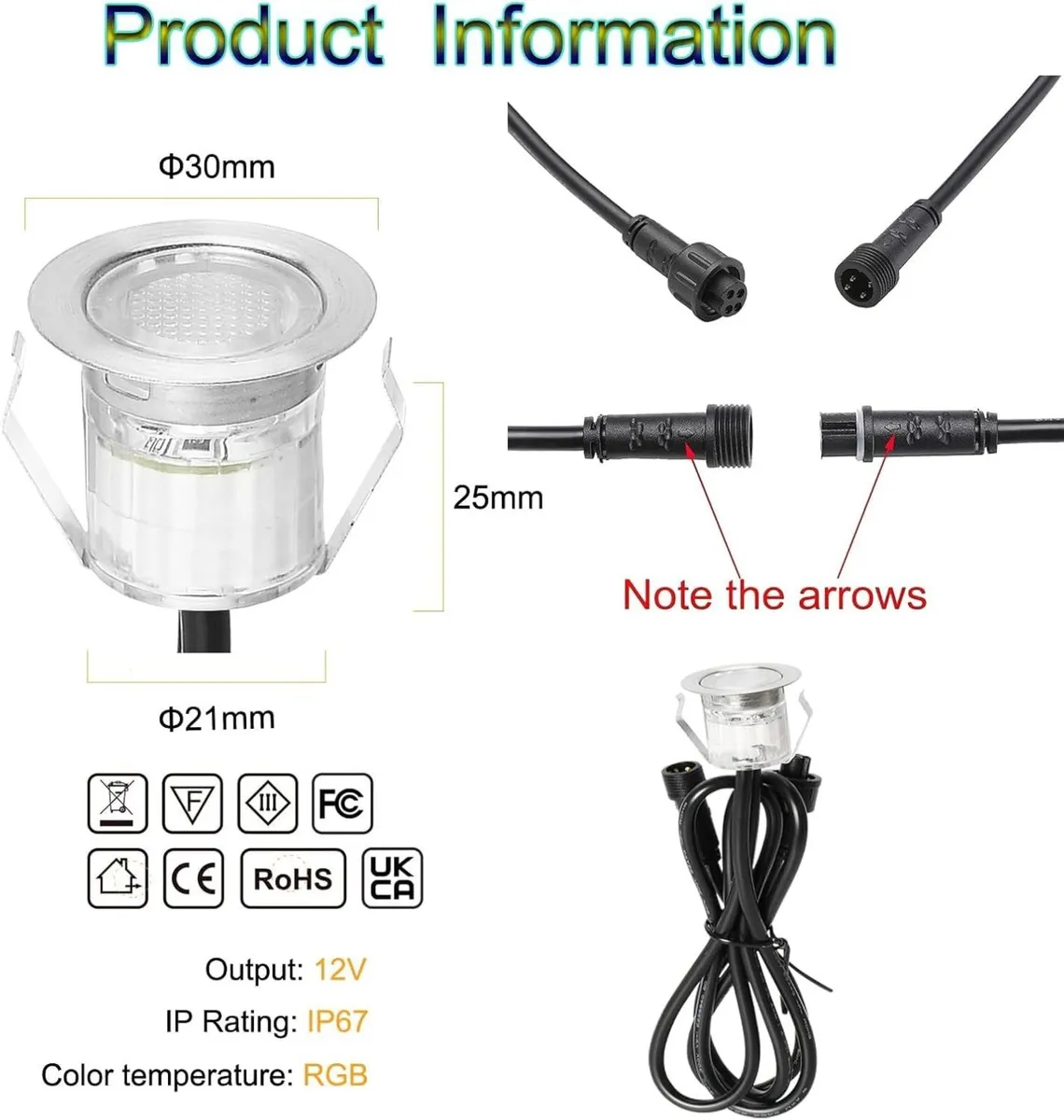 Led Decking Lights RGB Waterproof IP67 Multicolor - Image 3