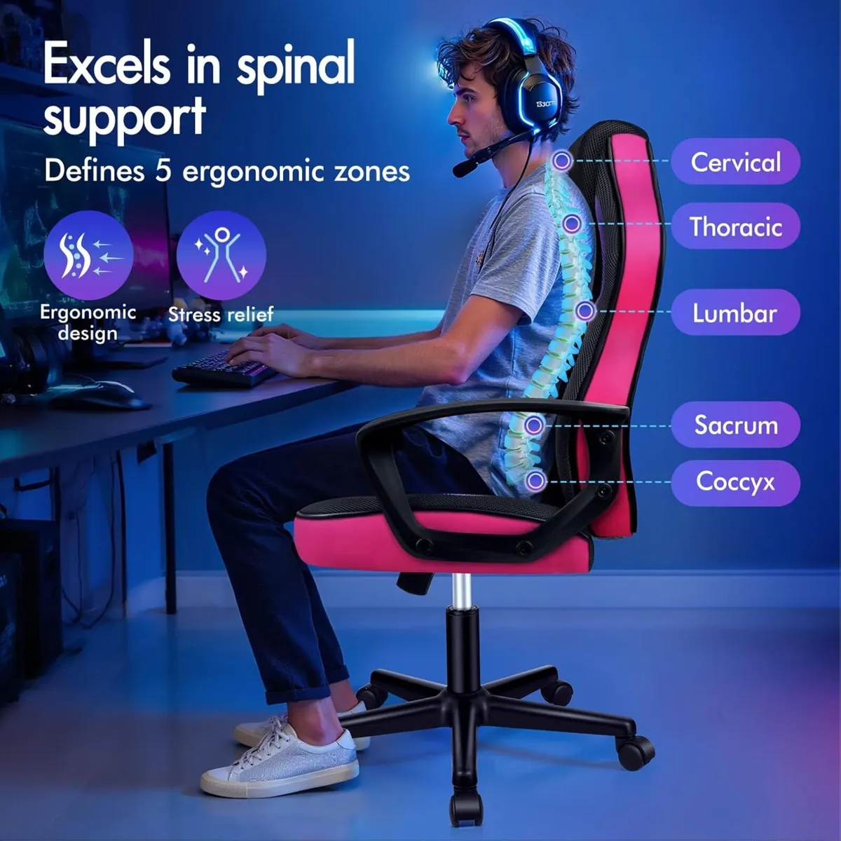 Gaming Chair Video Game Chairs Ergonomic Computer - Image 3