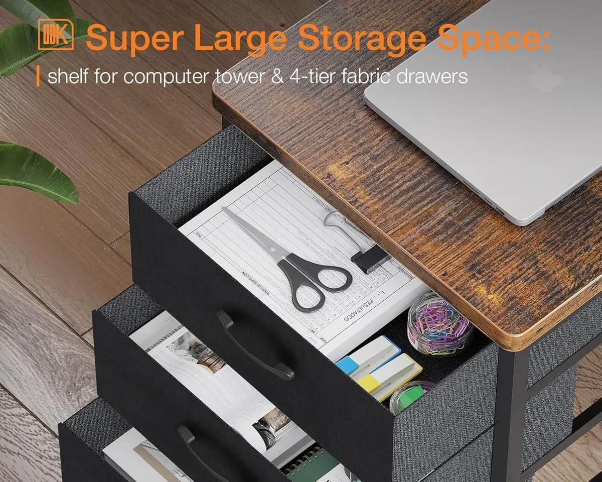 Corner Desk with Drawers L Shaped Computer - Image 4