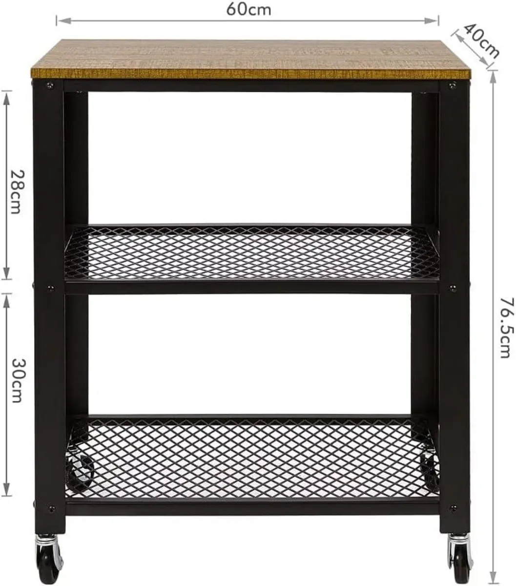 3 Tier Kitchen Trolley Serving Rolling Cart on - Image 3