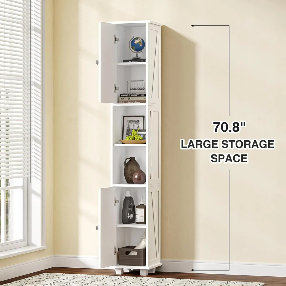 Tall Bathroom Storage Cabinet Slim Freestanding - Image 4