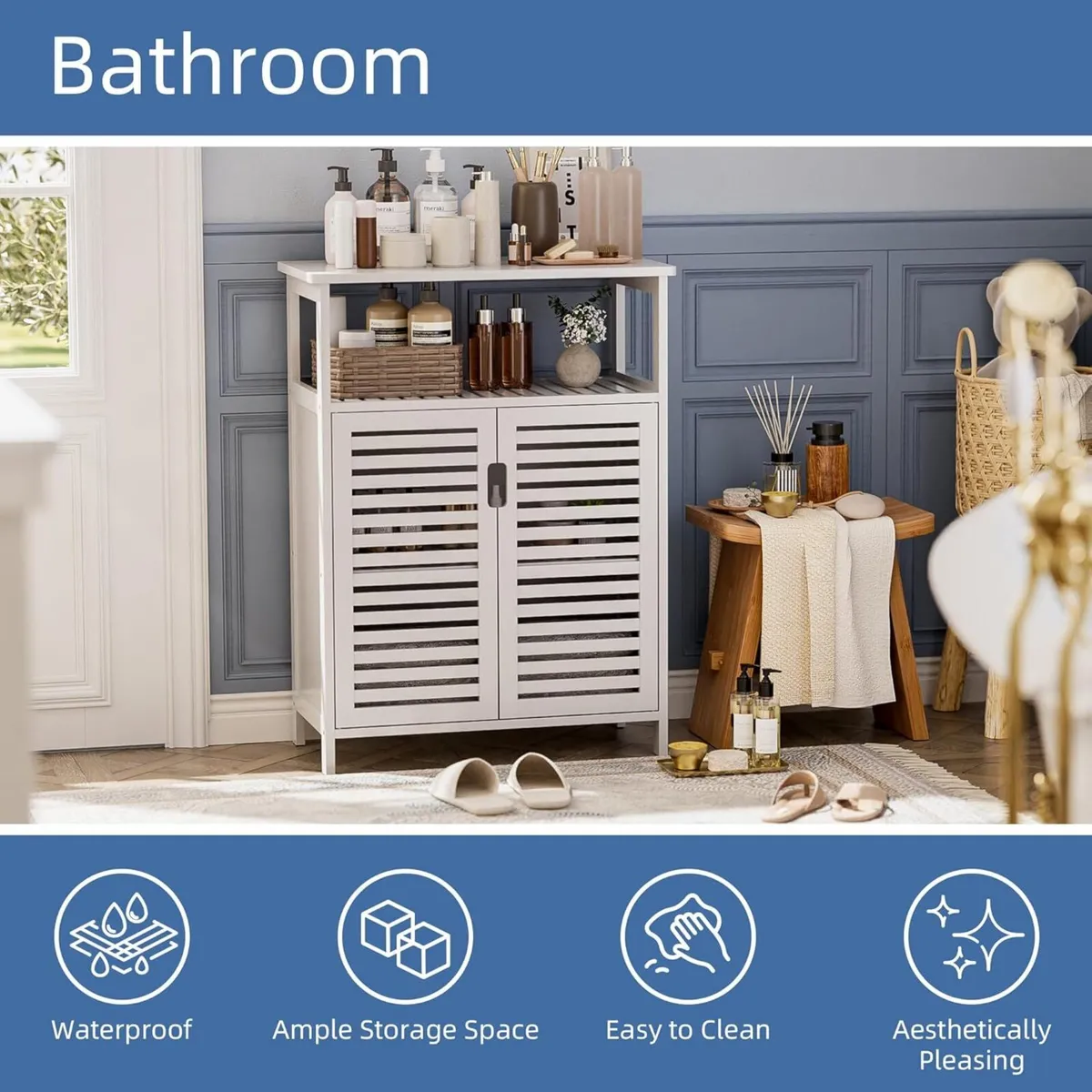 Bathroom Floor Storage Cabinet Freestanding - Image 4