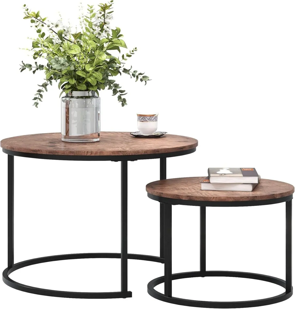 Round Nesting Coffee Table Set of 2 for Living - Image 1