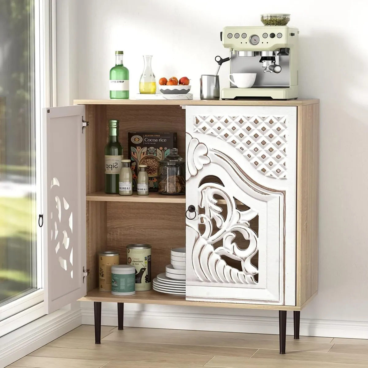 Sideboard Kitchen with 2 Doors Carved Cabinet - Image 2