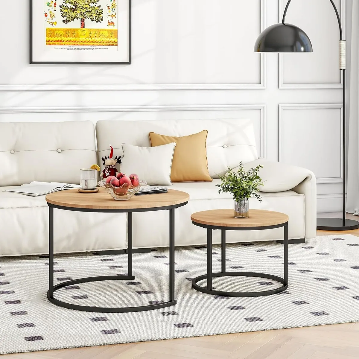 Round Nesting Coffee Table Set of 2 End Tables - Image 3