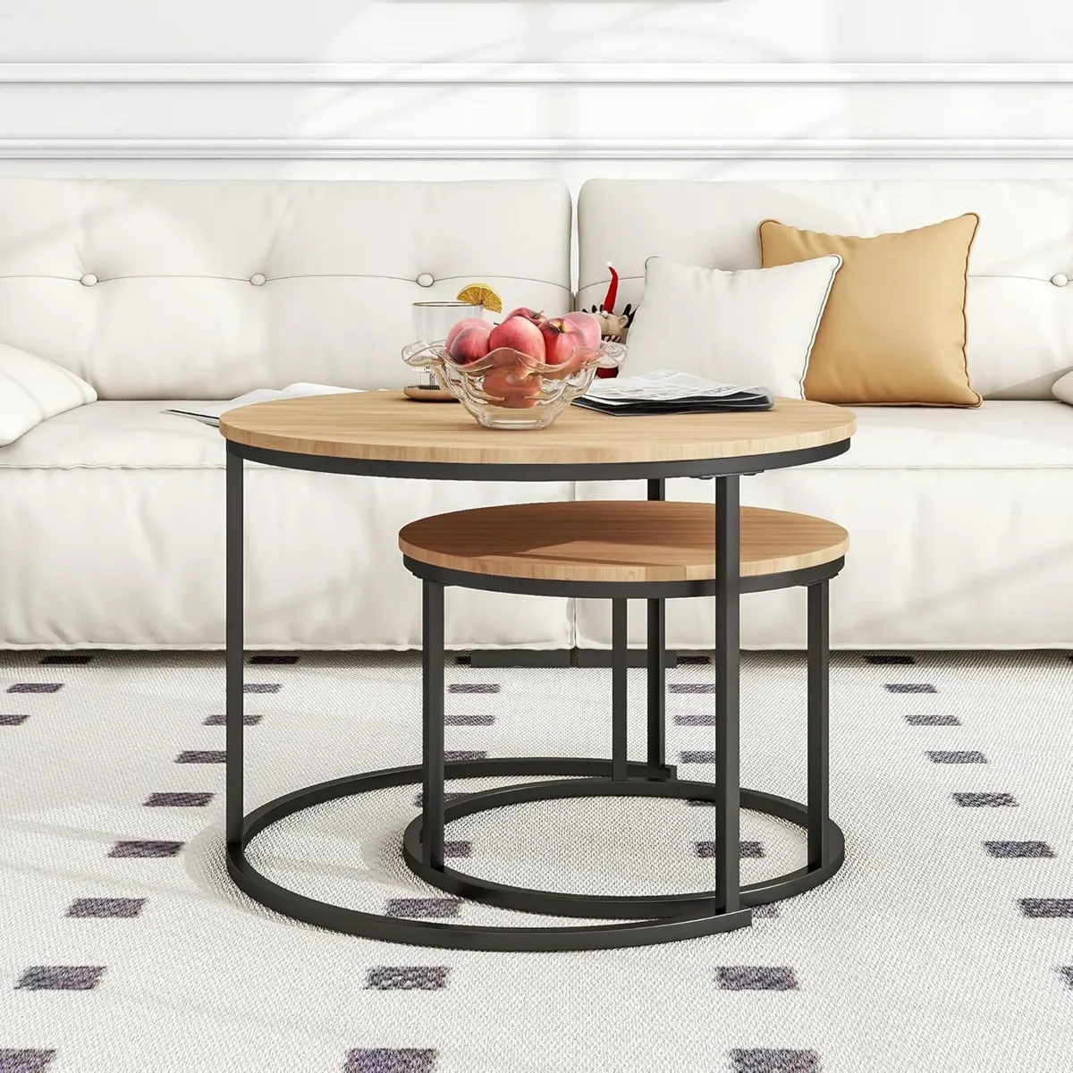 Round Nesting Coffee Table Set of 2 End Tables - Image 4
