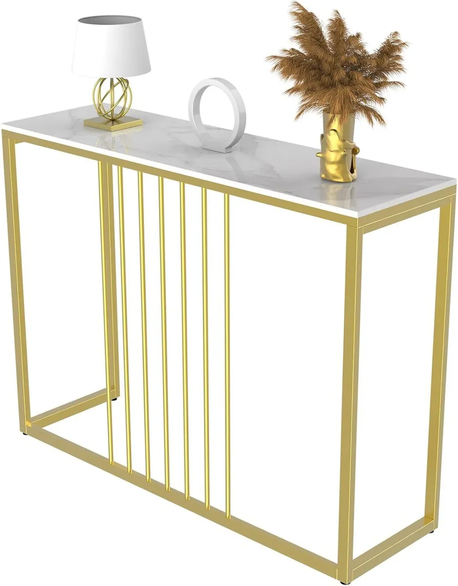 Entryway Console Table Hallway Decor : White - Image 1