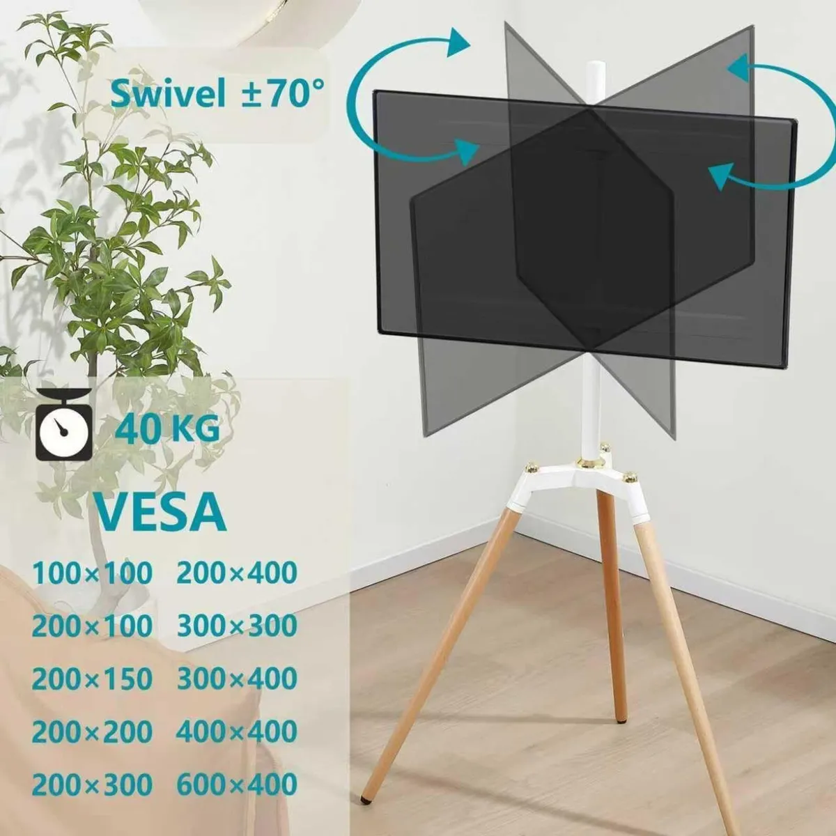 Tripod Easel TV Stand for 32-65 Inch Television - Image 3