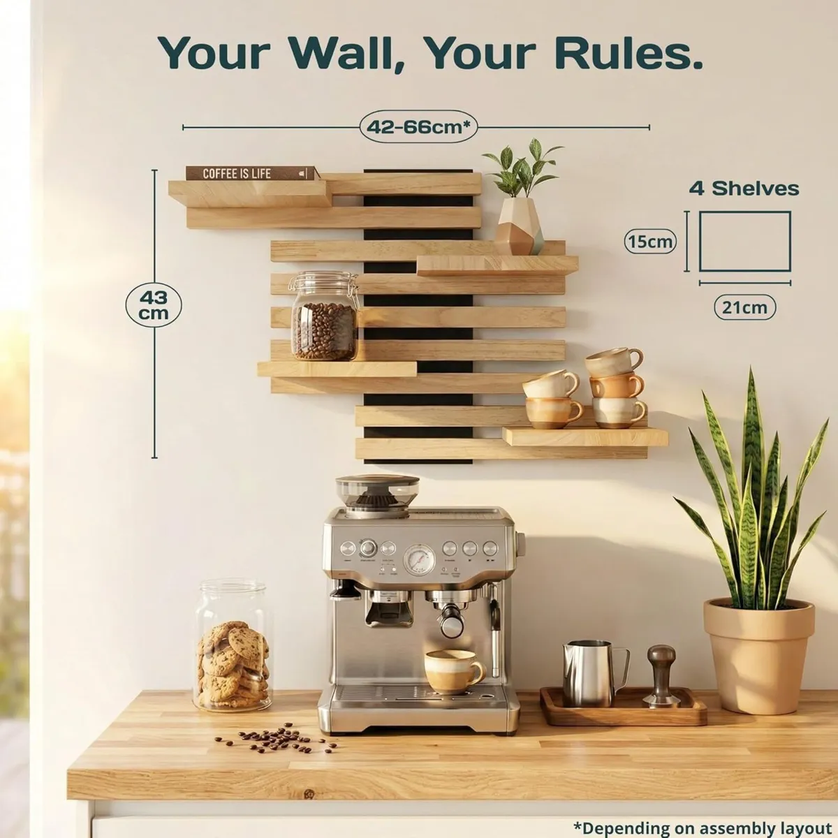 Wooden Floating Wall Mounted Shelf - Modular - Image 3