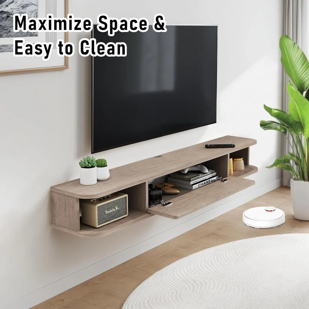 Floating TV Shelf Wall Mounted Cabinet Shelves - Image 3