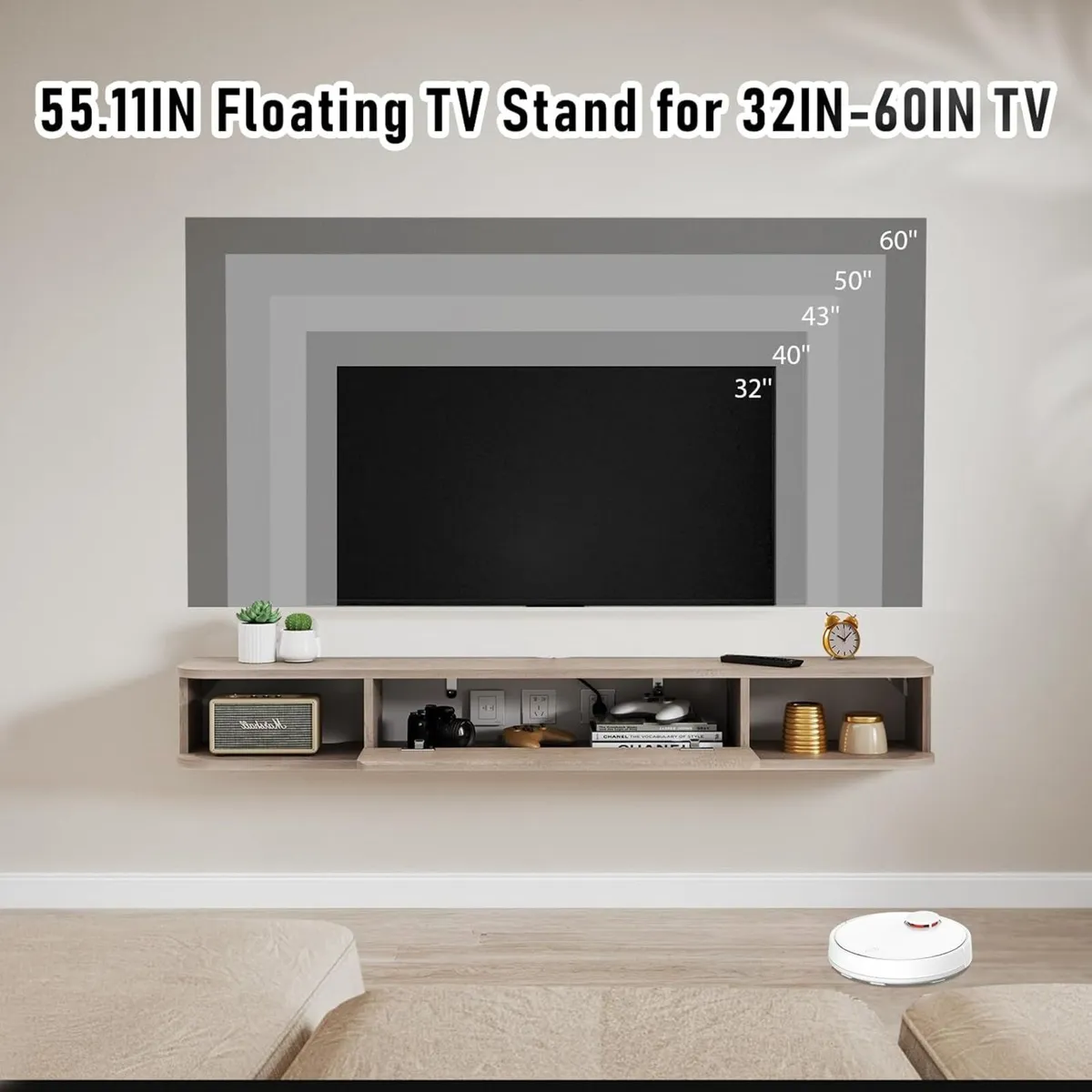 Floating TV Shelf Wall Mounted Cabinet Shelves - Image 4