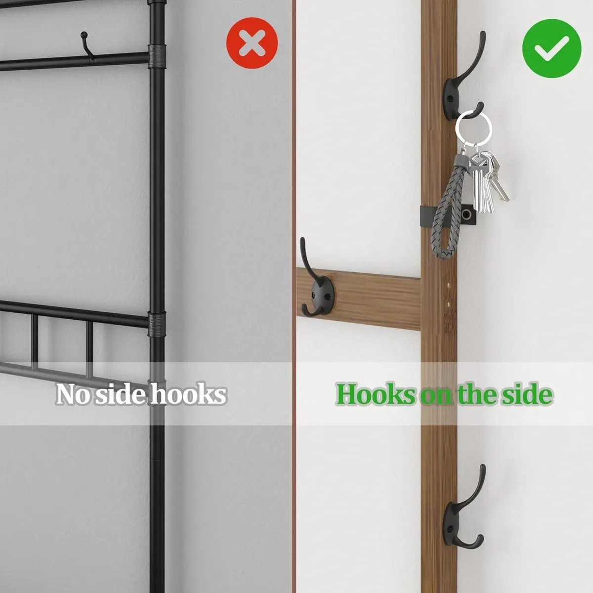 Coat Rack Bamboo Hall Tree Entryway Shoe Bench - Image 3