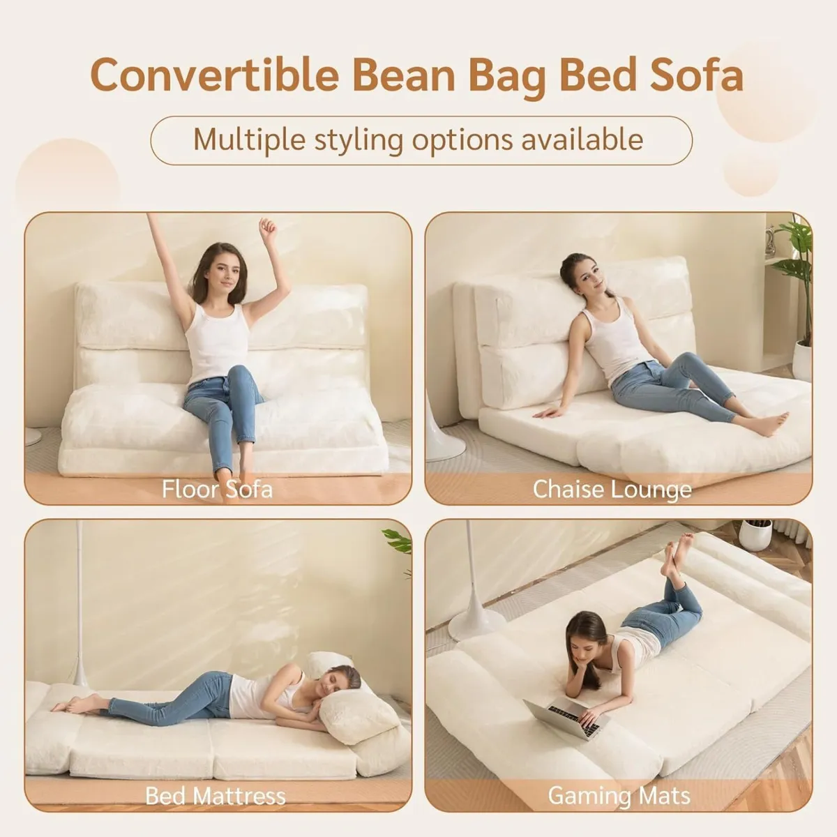 Bean Bag Bed Folding Sofa Mattress for Adults - Image 3