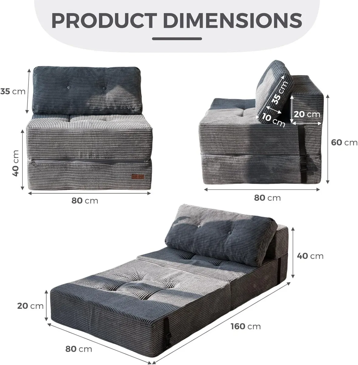 Folding Sofa Bed Convertible with High-Density - Image 2