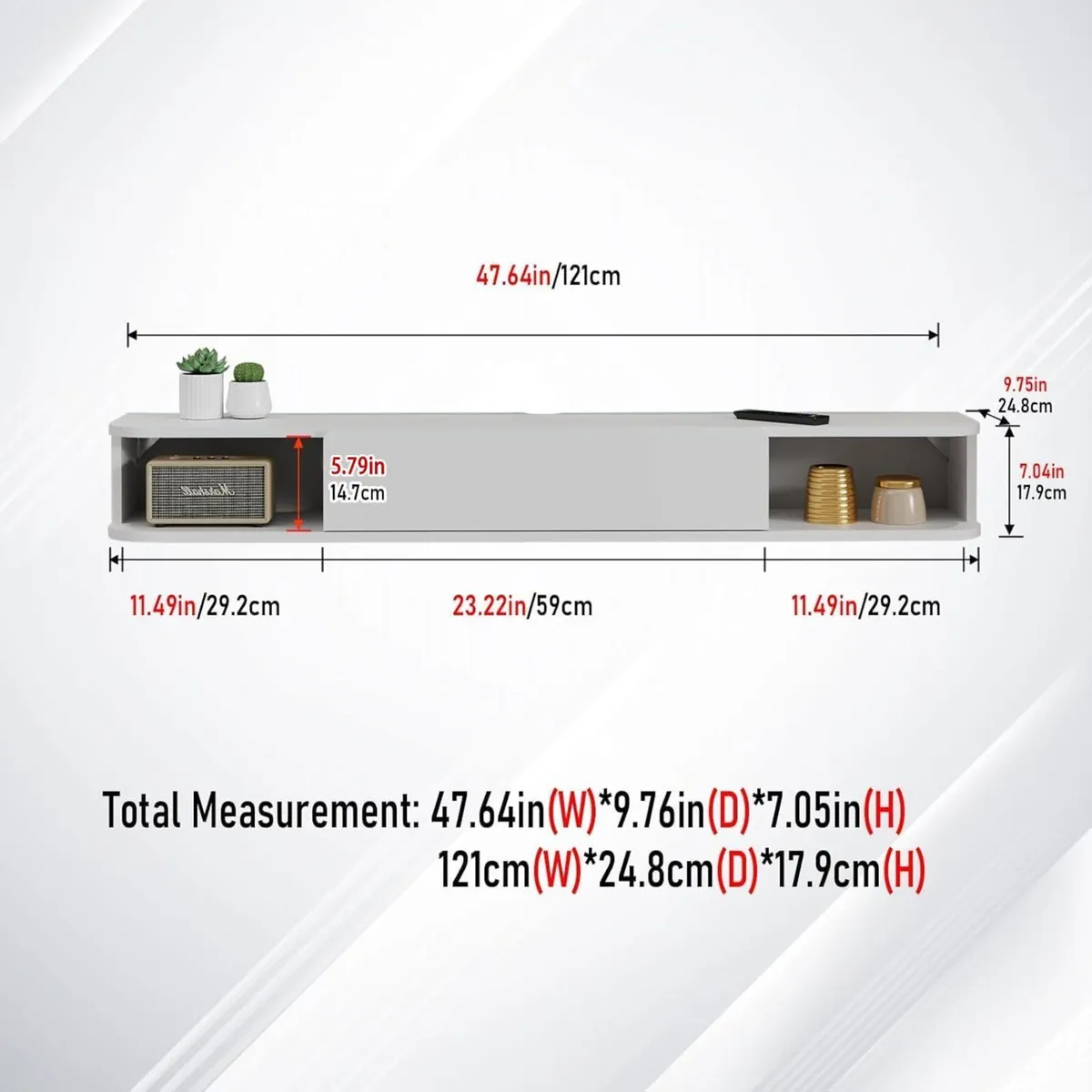 Floating TV Shelf Wall Mounted Cabinet Shelves - Image 2