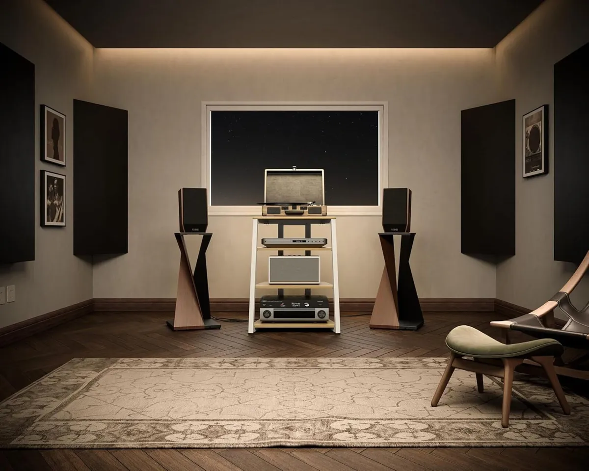 DESIGN HIFI Stand Record Player 4-Tier Wooden - Image 2