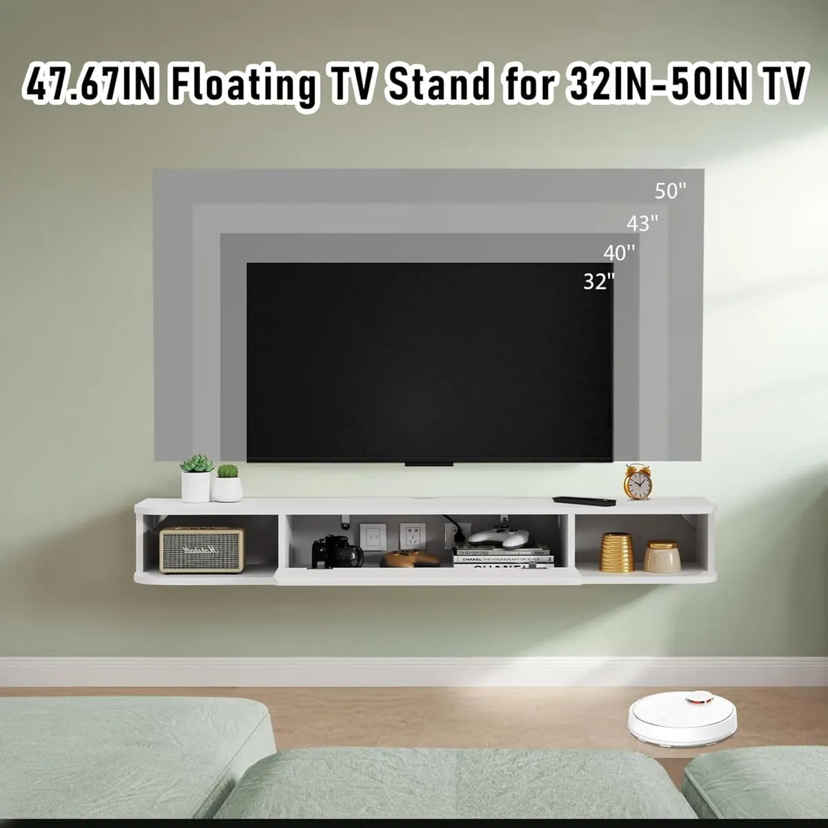 Floating TV Shelf Wall Mounted Cabinet Shelves - Image 4