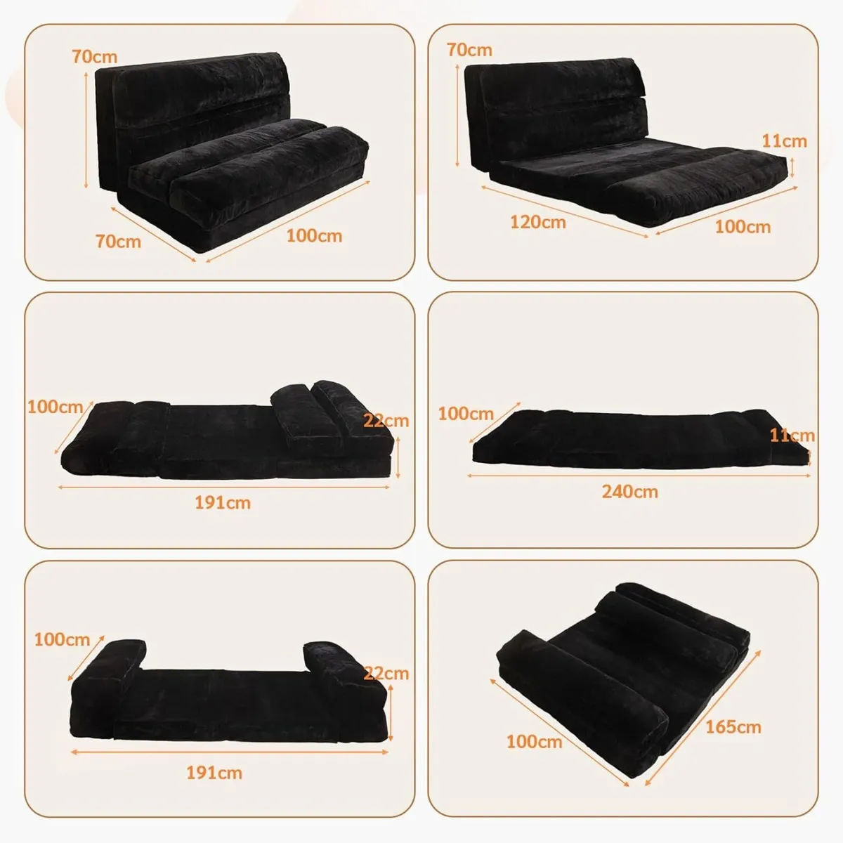 Bean Bag Bed Folding Sofa Floor Mattress for - Image 2