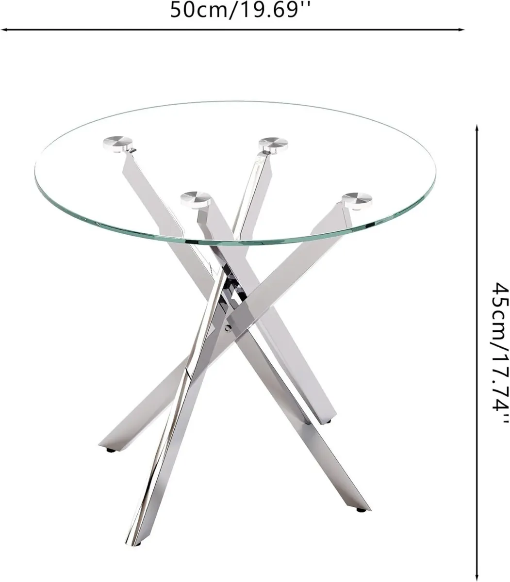 Glass End Table with Chrome Legs for Living Room - Image 2
