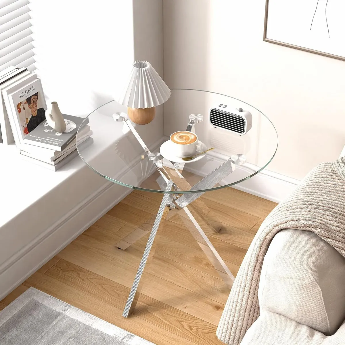 Glass End Table with Chrome Legs for Living Room - Image 3