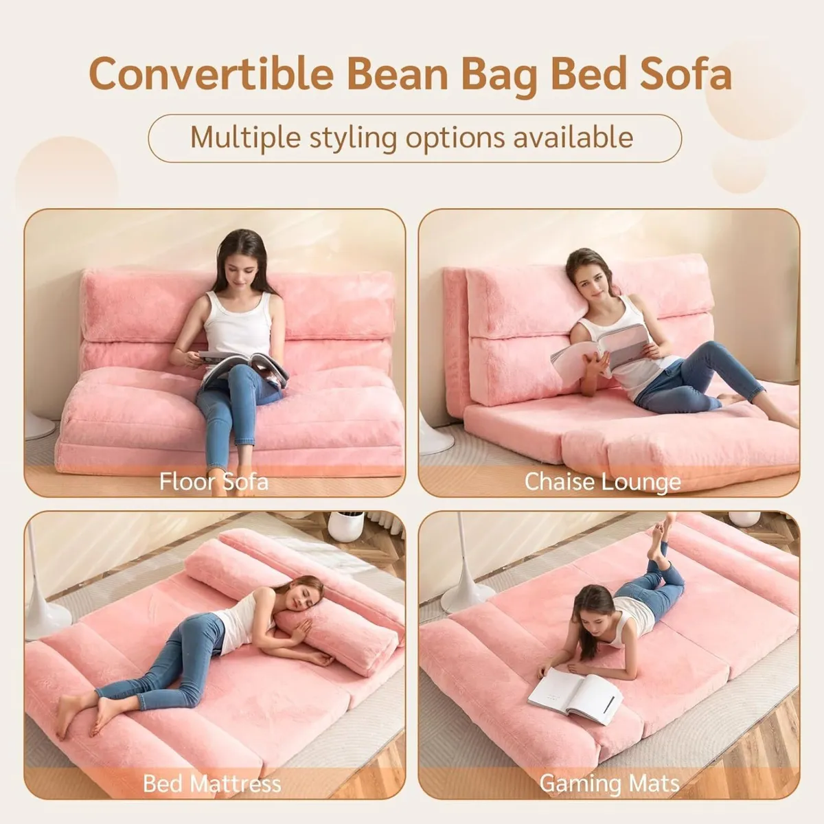 Bean Bag Bed Folding Sofa Floor Mattress for - Image 3