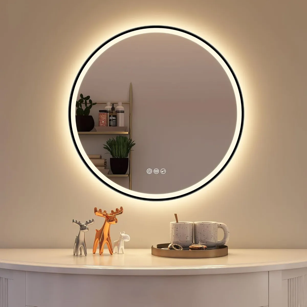 600 mm Round-Bathroom-Mirror-with-LED-Lights - Image 1