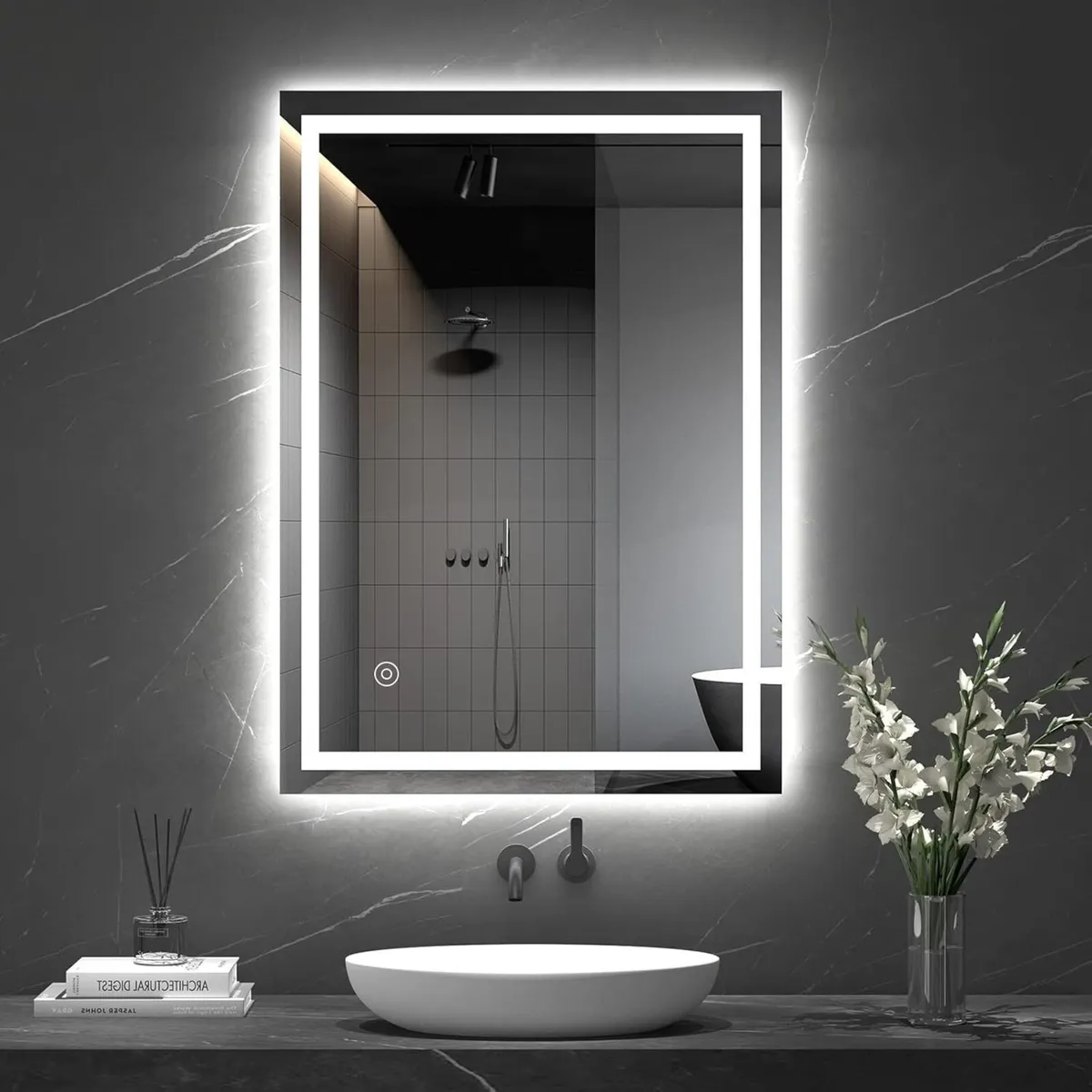 Bathroom Mirror with LED Lights 500 x 700 MM - Image 1