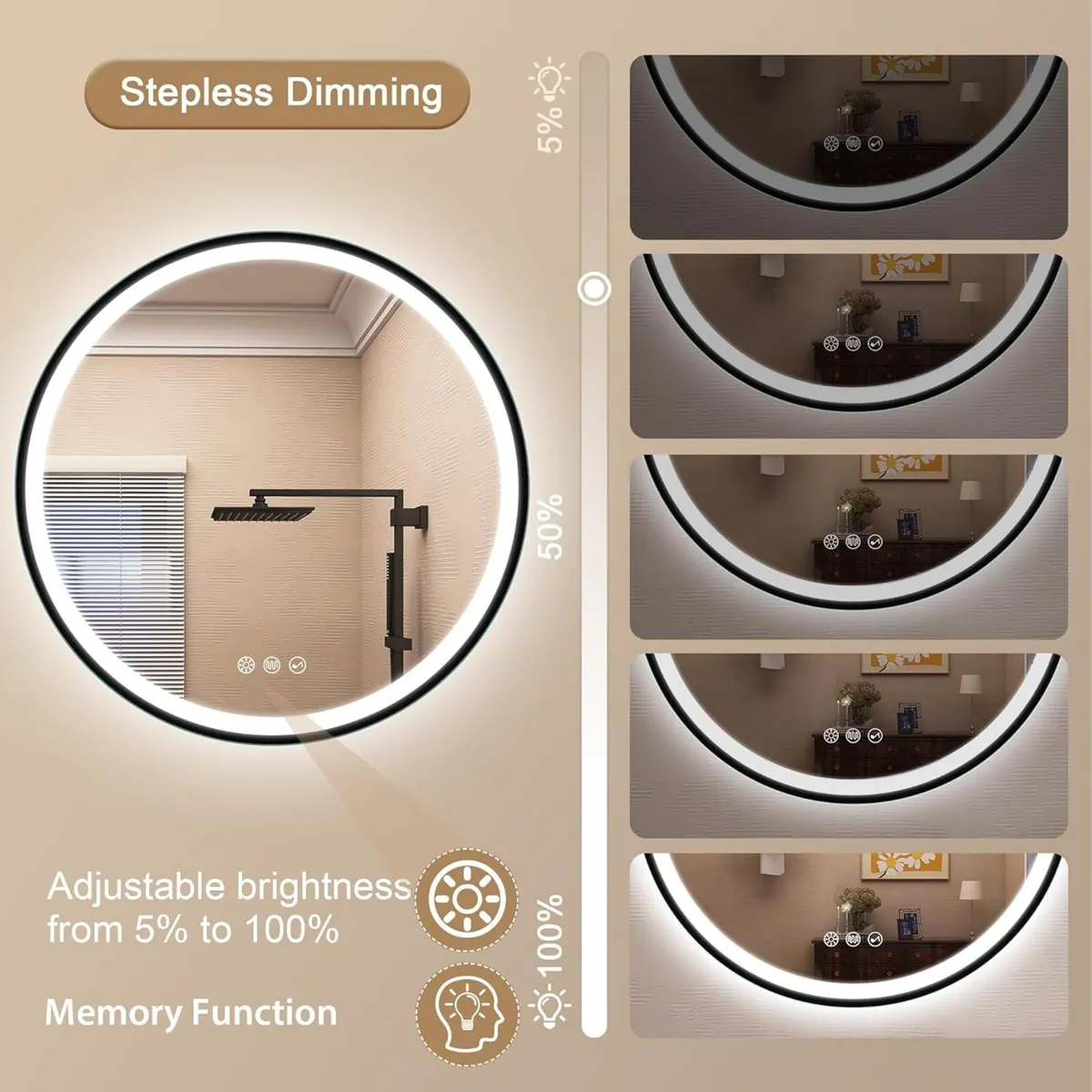 600 mm Round-Bathroom-Mirror-with-LED-Lights - Image 4