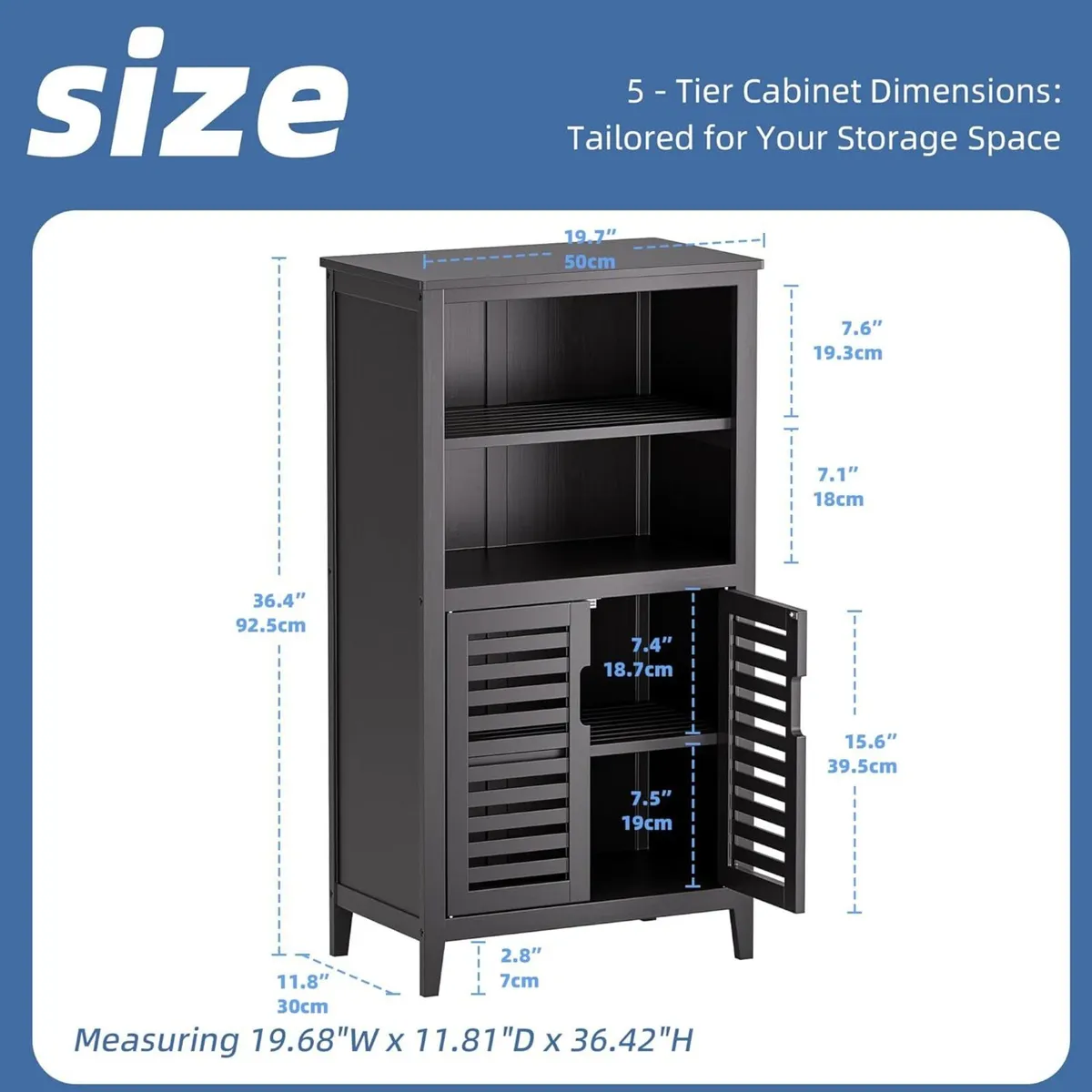 Bathroom Cabinet Bamboo Side Storage Organizer - Image 3
