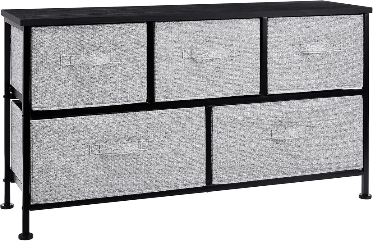 Extra Wide Fabric 5-Drawer Storage Organizer Unit - Image 1