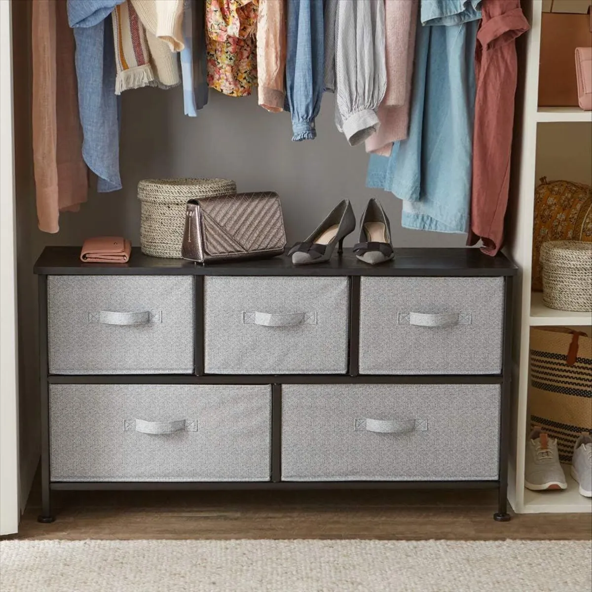 Extra Wide Fabric 5-Drawer Storage Organizer Unit - Image 2