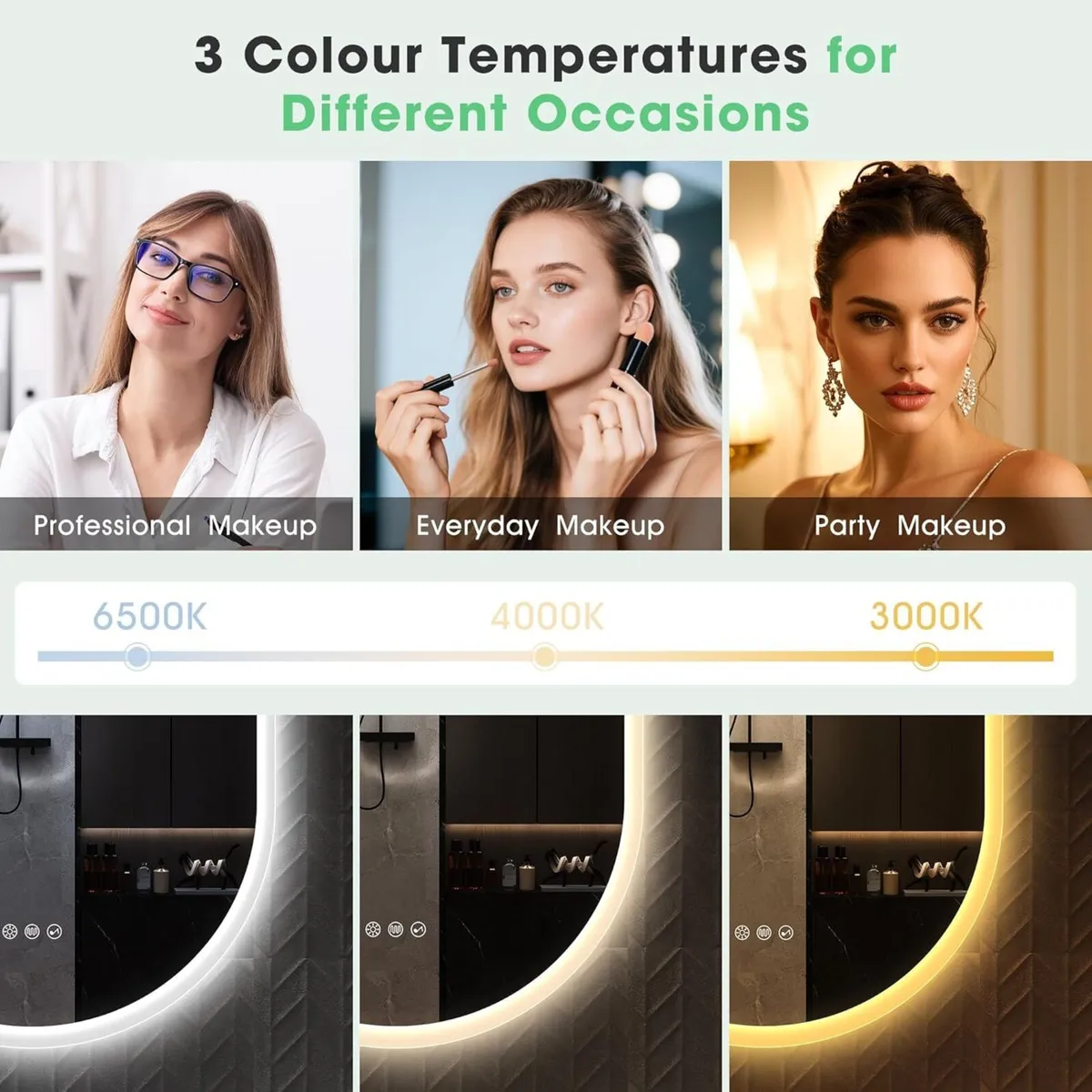 Oval Bluetooth Bathroom Mirror with LED Lights - Image 4