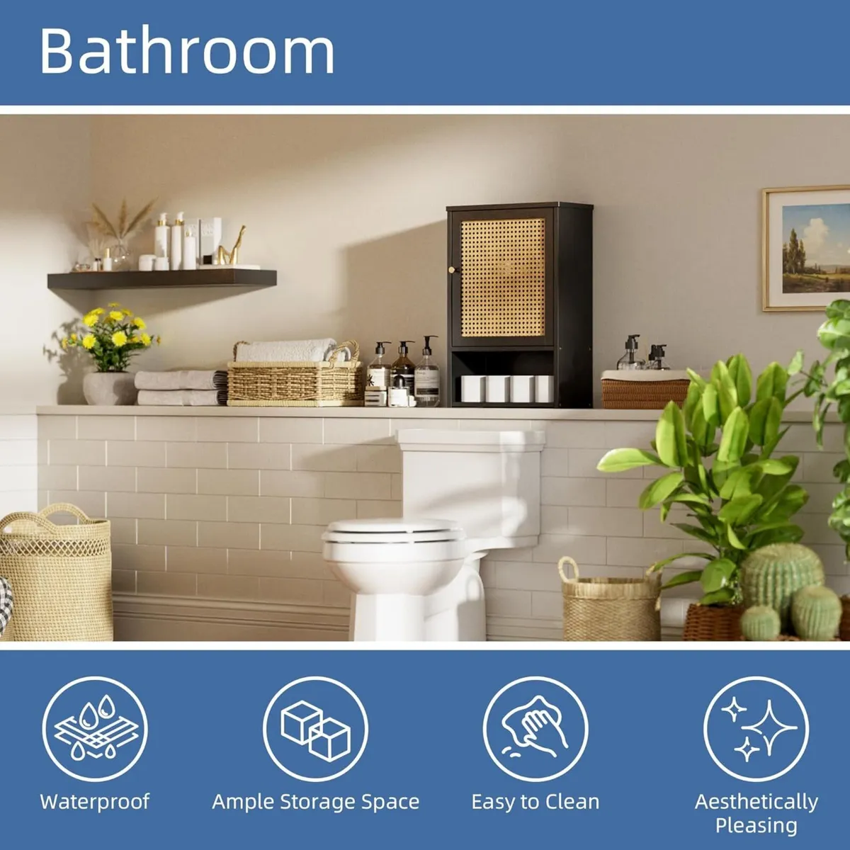 Wall Cabinet Bamboo Medicine with Single Rattan - Image 4