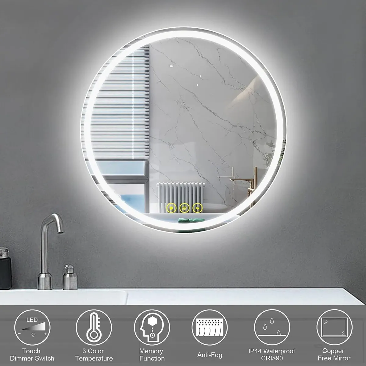 Illuminated Bathroom LED Mirror Circle 40cm - Image 2